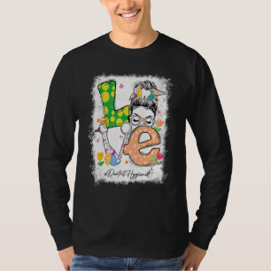 Bleached Kärlek Dental Hygienist Bunny Messy Bun E T Shirt
