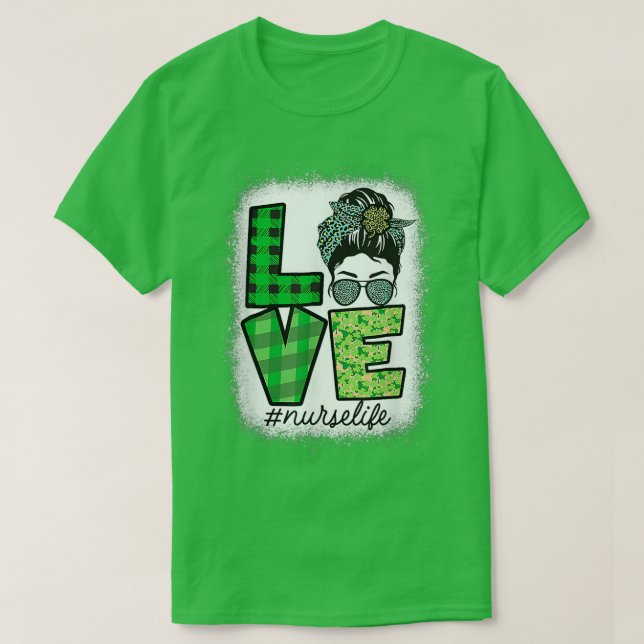 Bleached Kärlek Nurse Life Saint Patricks Day Iris T Shirt (Design framsida)