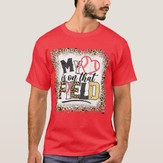 Bleached Leopard Baseball Mom My Heart is on That T Shirt