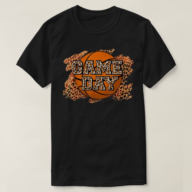 Bleached Leopard Basketball Game Day Vibes Basketb T Shirt (Design framsida)