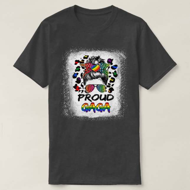 Bleached leopard, stolt Gaga LGBTQ pride månadsmom T Shirt (Design framsida)
