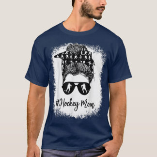 Bleached Life Hockey Mamma Leopard Messy bun Glass T Shirt