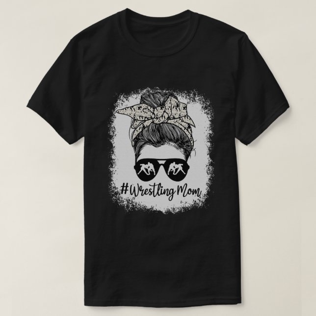 Bleached Life Wrestling Mamma Messy bun Glass T Shirt (Design framsida)