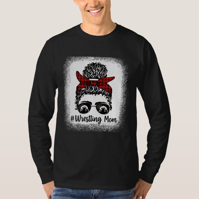Bleached Life Wrestling Mom Leopard Messy bun Glas T Shirt (Framsida)