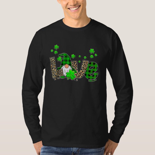 Bleached LOVE St Patricks Day Gnomes Shamrock For  T Shirt (Framsida)