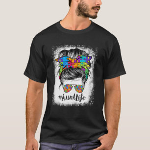 Bleached Mamaw Life Messy Hair Bun Basketball Moth T Shirt