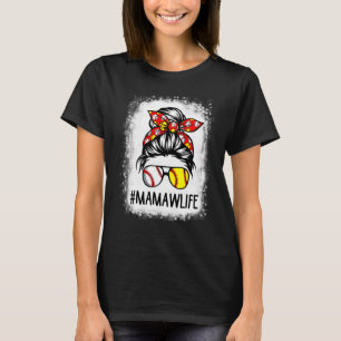 Bleached Mamaw Life Softball Baseball Mors dag T Shirt