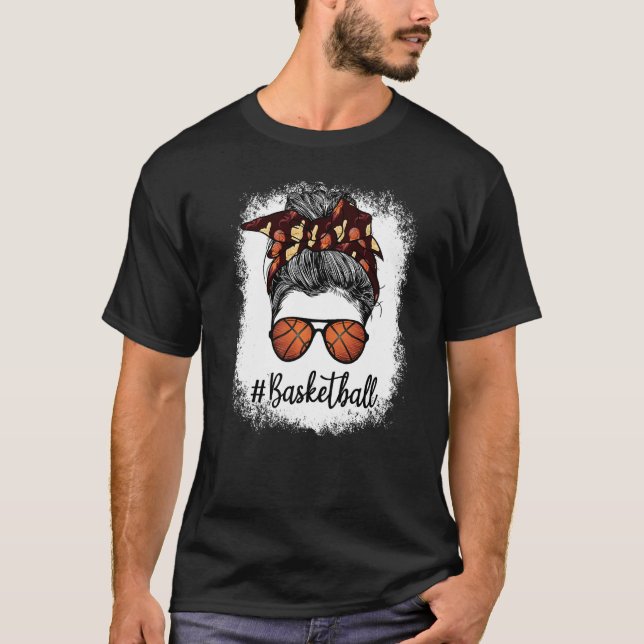Bleached Mamma Life Basketball Mamma Leopard Messy T Shirt (Framsida)