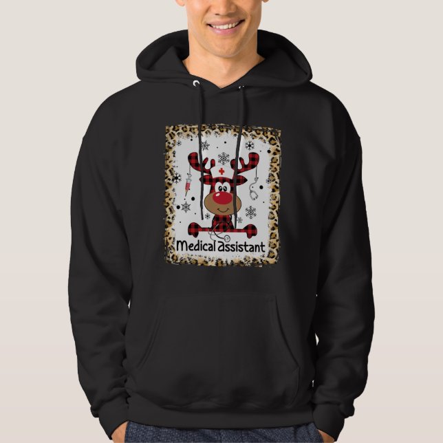Bleached Medical Assistant Life Reindeer jul Hoodie (Framsida)