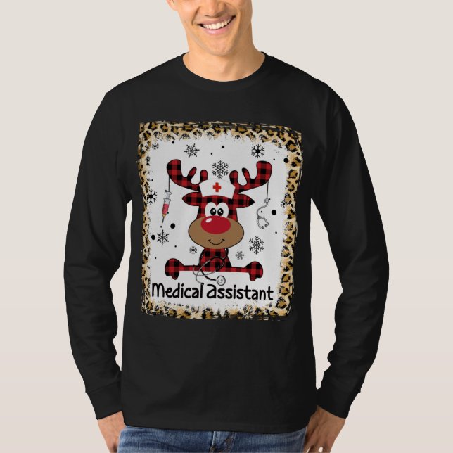 Bleached Medical Assistant Life Reindeer jul T Shirt (Framsida)
