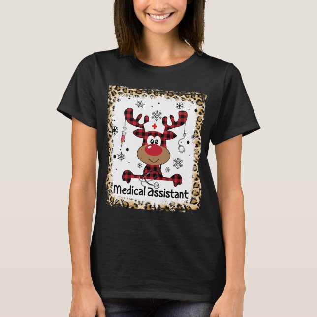 Bleached Medical Assistant Life Reindeer jul T Shirt (Framsida)