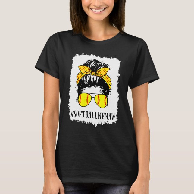 Bleached Memaw Life Softball Baseball Mors dag T Shirt (Framsida)