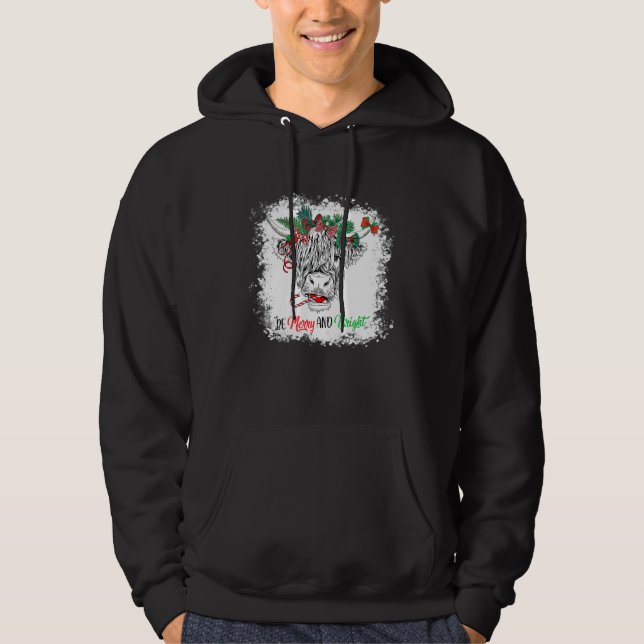 Bleached Merry Christmas Heifer Merry And Bright C Hoodie (Framsida)