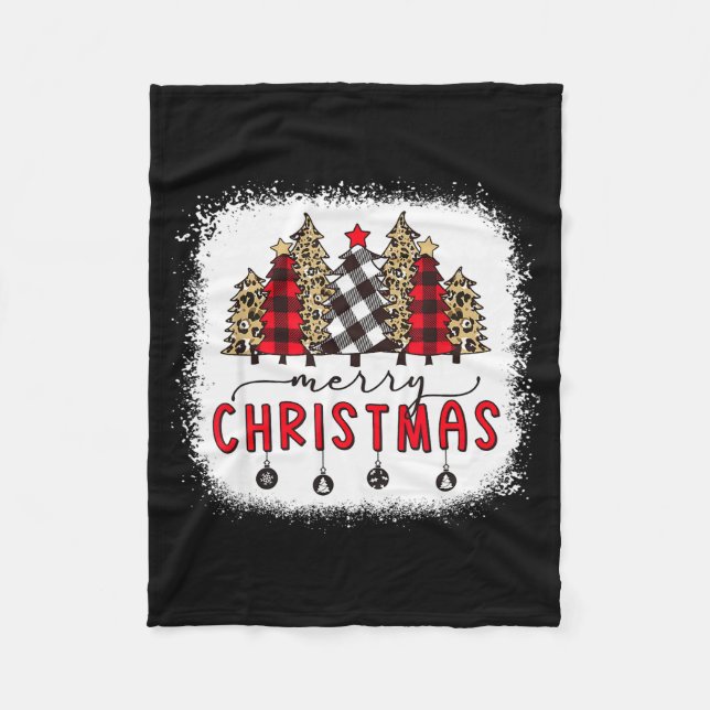 Bleached Merry Christmas Tree Funny Leopard Plaid  Fleecefilt (Framsidan)