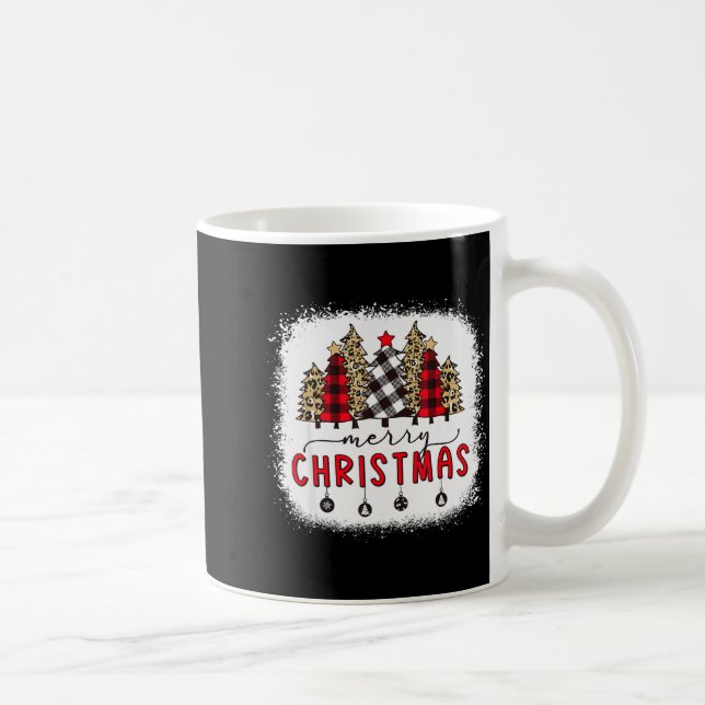 Bleached Merry Christmas Tree Funny Leopard Plaid  Kaffemugg (Höger)
