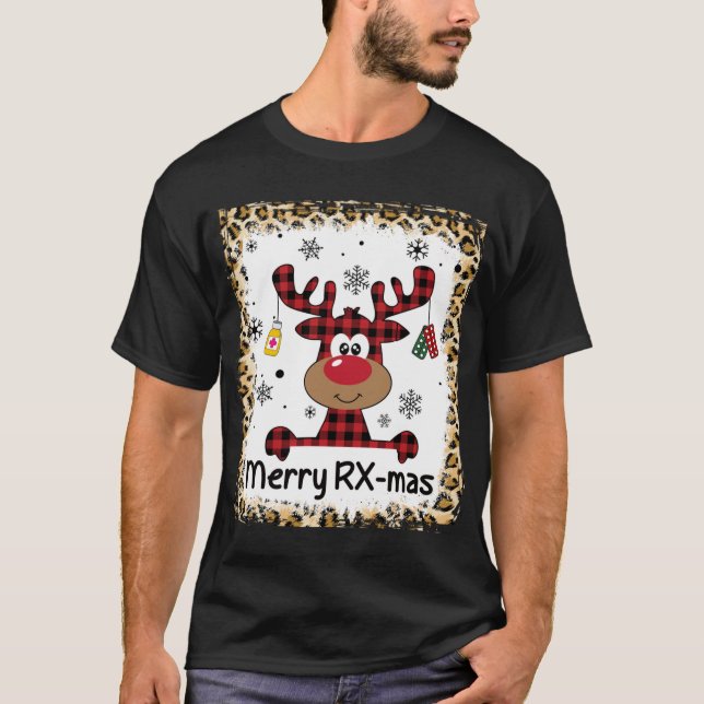 Bleached Merry RX-Mas Reindeer-julapotek T Shirt (Framsida)