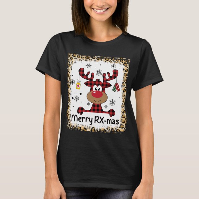 Bleached Merry RX-Mas Reindeer-julapotek T Shirt (Framsida)