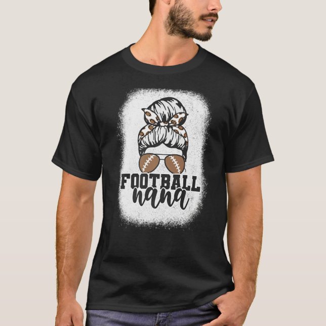 Bleached Messy Bun Game Day Football Grandma Footb T Shirt (Framsida)