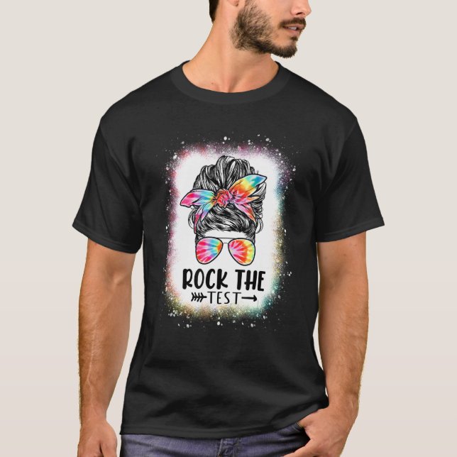 Bleached Messy Bun Sten provningsdagen T Shirt (Framsida)