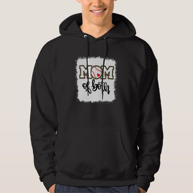 Bleached Mom Of Both Leopard Baseball Mom Softball Hoodie (Framsida)