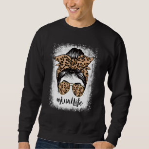 Bleached Moster Life Messy Hair Bun Leopard Mor Lång Ärmad Tröja