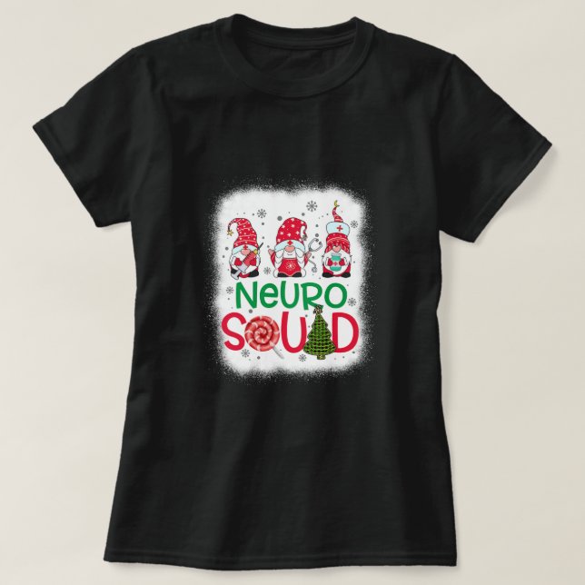 Bleached Neuro Squad Gnomies Nurse jul Gräs T Shirt (Design framsida)