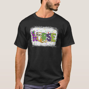Bleached Nurse Leopard Mardi Gras Festival Nursing T Shirt