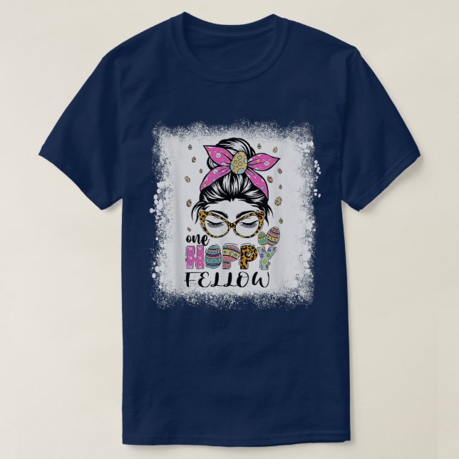 Bleached One Hoppy Fellow Bunny Påsk Day  T Shirt (Design framsida)