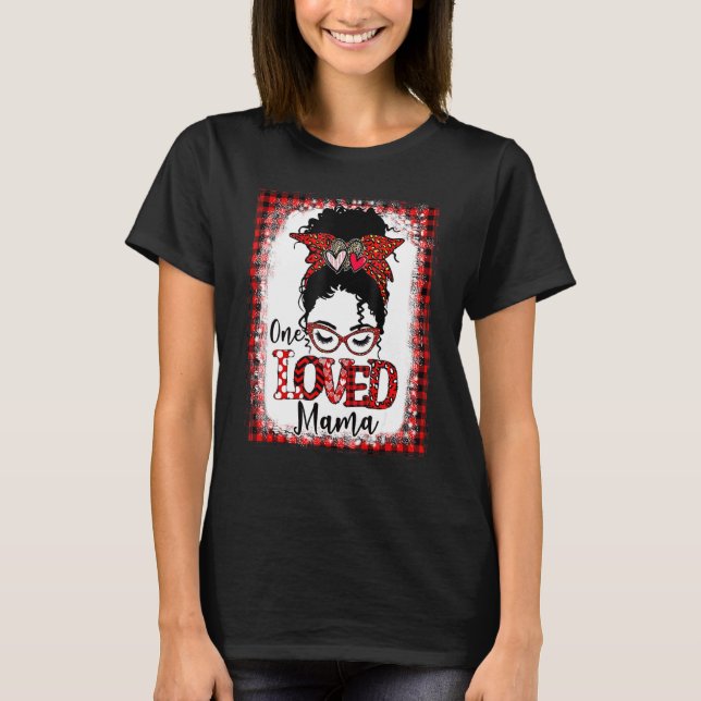 Bleached One Loved Mamma Messy Bun Mamma Leopard P T Shirt (Framsida)
