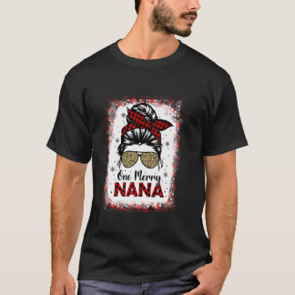 Bleached One Merry Nana Messy Bun Buffalo Leopard T Shirt