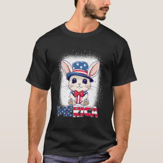 Bleached Patriotic Rabbit 4Th Of July Fireworks Me T Shirt
