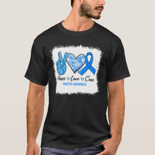 Bleached Peace Kärlek Cure Blue Ribbon Diabetes Aw T Shirt