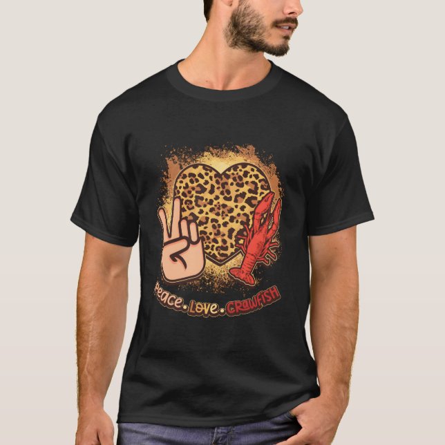 Bleached Peace Love Crawfish Seasons Seafood T Shirt (Framsida)