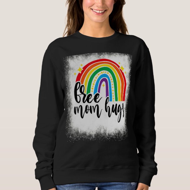 Bleached Rainbow Free Mamma Hugs Lgbt Mamma Gay Le T Shirt (Framsida)
