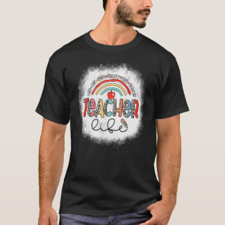 Bleached Rainbow Teacher Life Leopard Teach Kärlek T Shirt