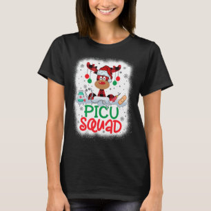Bleached Reindeer Play Santa Hat PICU Squad Nurse T Shirt