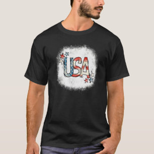 Bleached Retro USA American Flagga Patriotic 4:e a T Shirt