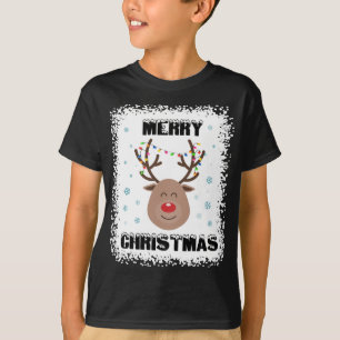 Bleached Rudolph Red Nose Reindeer Ansikte Merry C T Shirt