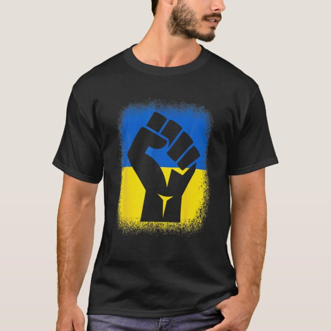 Bleached S Fist Flagga: Jag står på Ukrainas Solid T Shirt (Framsida)