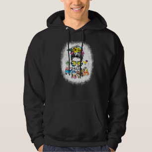 Bleached Salty Mamma Messy Bun Beach Vibes Sommar Hoodie