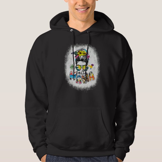 Bleached Salty Mamma Messy Bun Beach Vibes Sommar  Hoodie (Framsida)