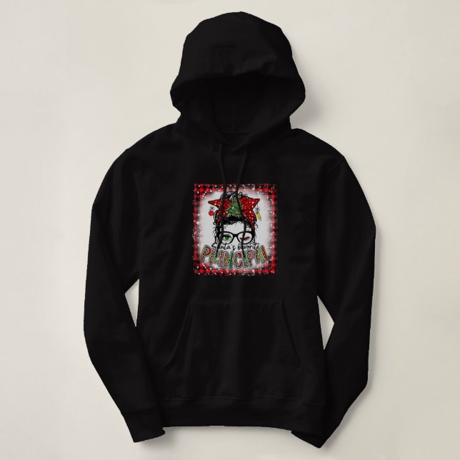 Bleached Santa's Favorite Principal Messy Bun Chri T Shirt (Design framsida)