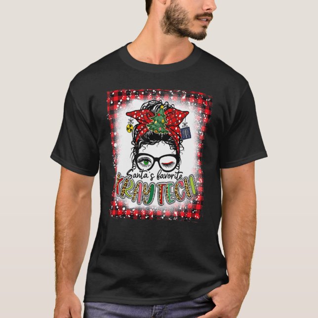 Bleached Santa's Favorite X Ray Tech Messy Bun Chr T Shirt (Framsida)