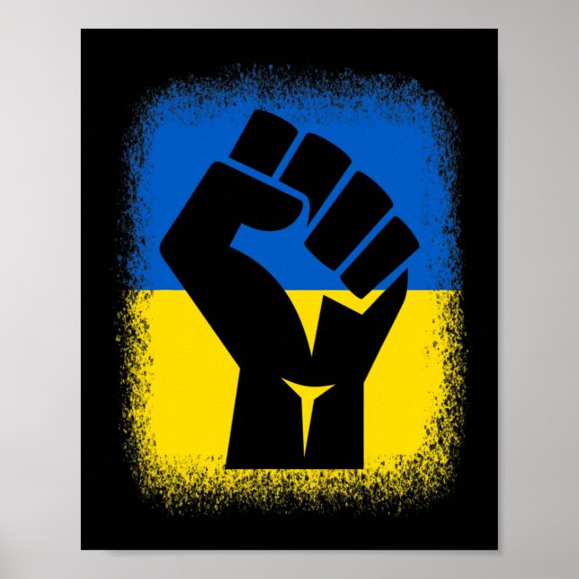 Bleached Shirts Fist Flag I Stand With Ukraine Sol Poster (Framsidan)