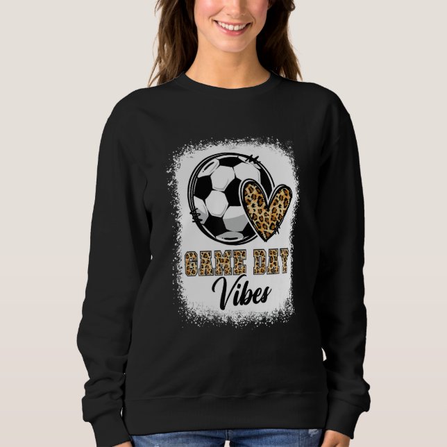 Bleached Soccer Game Day Vibes Soccer Mom Game Day T Shirt (Framsida)