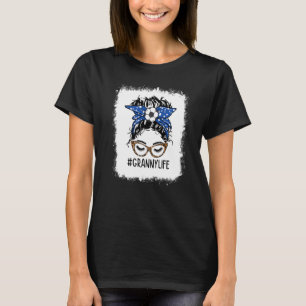 Bleached Soccer Granny Life Leopard Messy Bun Moth T Shirt