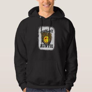 Bleached Softball Auntie Leopard Game Day Moster m Hoodie