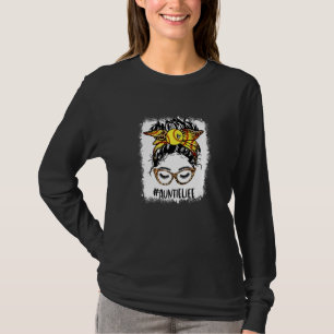 Bleached Softball Auntie Messy Bun Game Day Mor T Shirt