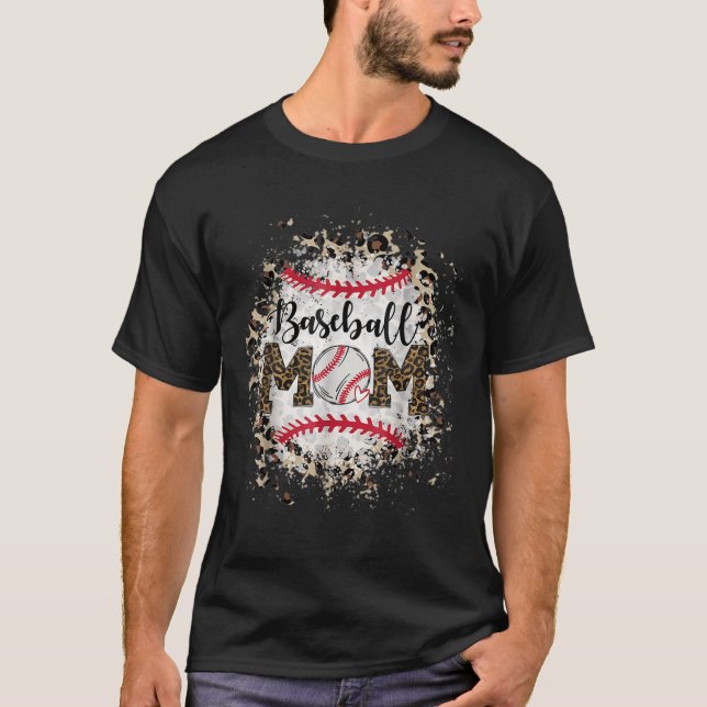 Bleached Softball Baseball Mamma Leopard Tee Mor (Framsida)