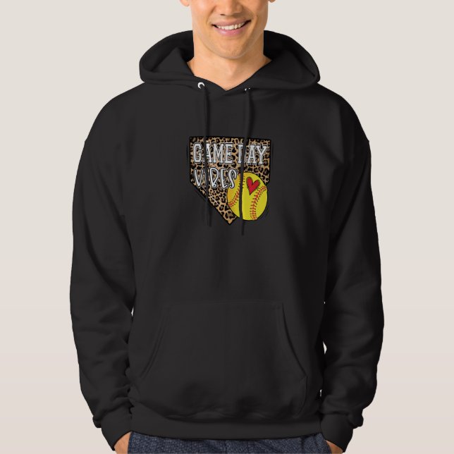 Bleached Softball Game Day Vibes Leopard Softb Hoodie (Framsida)